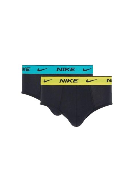 Slip Nike Underwear Eday Cotton Stretch 2 Pack Nero Giallo Turchese Uomo NIKE UNDERWEAR | Intimo | KE1084-5YG